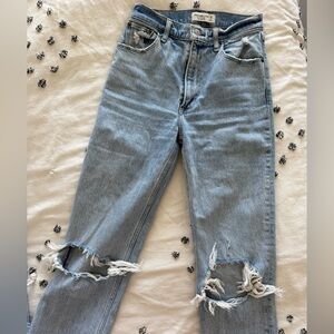 Abercrombie The 90’s Straight Leg Ultra High Waist Distressed Women's Jeans